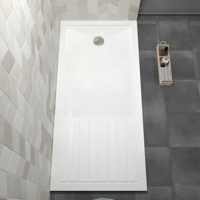 White Resin Walk-In Shower Tray 1700mm x 800mm - 3