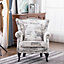 White Retro Butterfly Wingback Studded Armchair