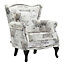 White Retro Butterfly Wingback Studded Armchair