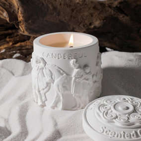 White Retro Scented Candle Embossed Jar Candle Gifts Home Decoration 780 g