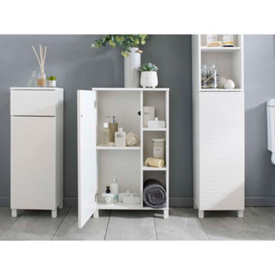 White Ripple Bathroom Console Storage Unit