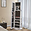 White Rotary Jewellery Armoire with Mirror Floor Standing Lockable Storage