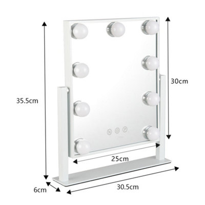 White Rotation Dressing Room Hollywood Vanity Makeup Mirror with 9 Dimmable LED Bulbs,3 Color Lighting Modes