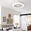 White Round Acrylic LED Ceiling Fan Light with Remote Control Dia 480mm