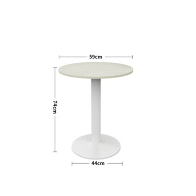 White Round Coffee Table Dining Table with Metal Base Dia 590mm