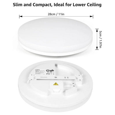 White Round LED Ceiling Light 24W IP54 Waterproof 2500lm Warm White