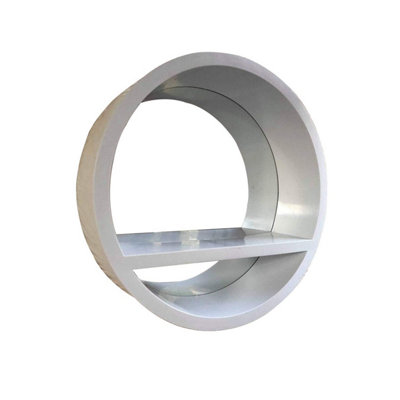 White Round Mirror Shelf Decorative Wall Shelf