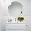 White Round Space Aluminum Bathroom Wall Mirror 60 cm