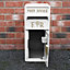 White Royal Mail Post Box with Floor Stand ER Cast Iron Wall Mounted Wedding Authentic Pillar Lockable Post Office Letter Box