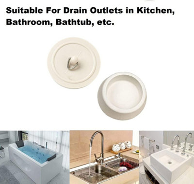 White Rubber Basin Bath Sink Plug 38mm 1.1 2 Inch for Kitchen Bathroom ...