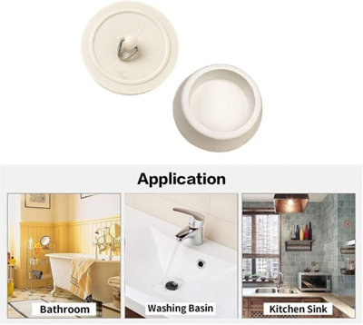 White Rubber Basin Bath Sink Plug 38mm 1.1 2 Inch for Kitchen Bathroom ...