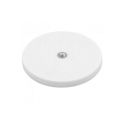 White Rubber Coated POS Magnets Countersunk with M6 Boss Thread - Flush x 6mm deep - 88mm dia x 8mm high - 42kg Pull