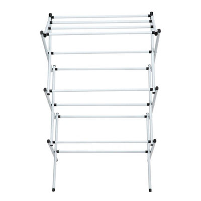 White Rust-Proof Foldable Floor Towel Clothes Drying Rack