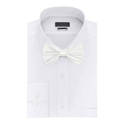 White Satin Polyester Bow Tie for Casual & Formal Wear, Wedding Party Accessory