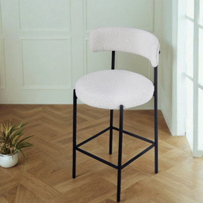 White Set of 2 Counter Height Low back Bar Stools, 46x46x98.5cm