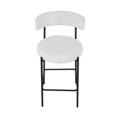 White Set of 2 Counter Height Low back Bar Stools, 46x46x98.5cm