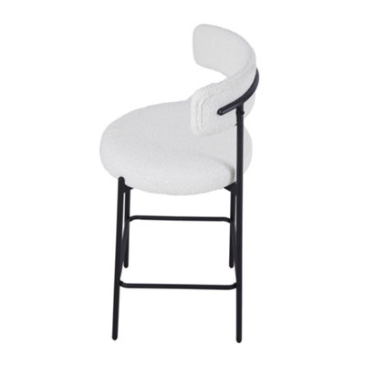 White Set of 2 Counter Height Low back Bar Stools, 46x46x98.5cm