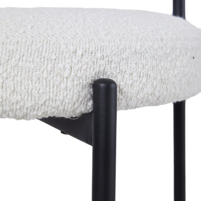 White Set of 2 Counter Height Low back Bar Stools, 46x46x98.5cm