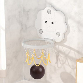 White Sheep Cartoon Suction Cup Foldable Toddler Basketball Hoop with Basketball