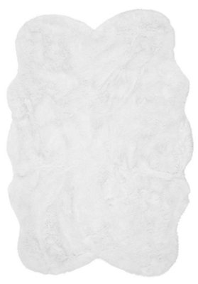 White Sheepskin Plain Shaggy Easy to Clean Rug For Bedroom Dining Room And Living Room-70cm X 200cm (Double)