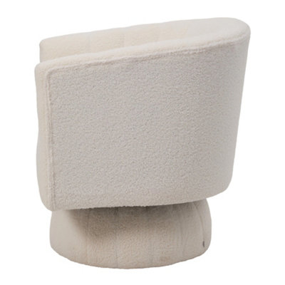 White Sherpa Fleece Upholstered Swivel Accent Armchair