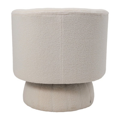 White Sherpa Fleece Upholstered Swivel Accent Armchair