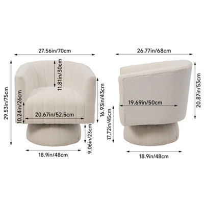 White Sherpa Fleece Upholstered Swivel Accent Armchair