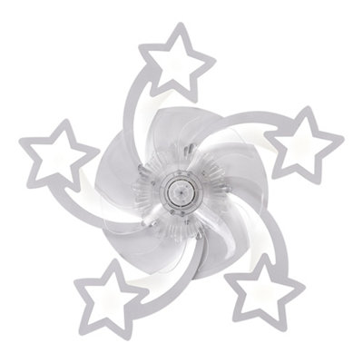 White Shooting Stars Shape LED Dimmable Low Energy Ceiling Fan Light ...