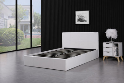 White Side Lift Ottoman Storage Bed 3ft Single Lift Up Bed Frame