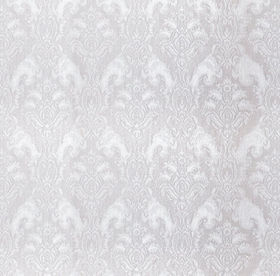 White Silver Glitter 3D Damask PVC Self Adhesive Patterned Wallpaper 2.25m²