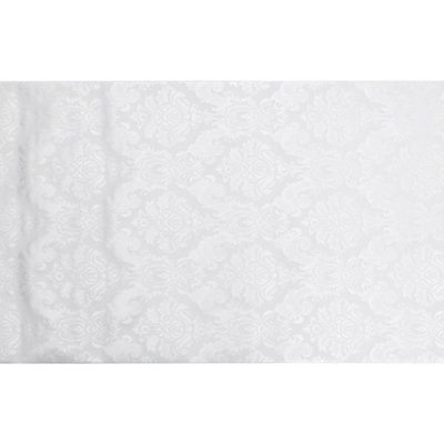 White Silver Glitter 3D Damask PVC Self Adhesive Patterned Wallpaper 2.25m²