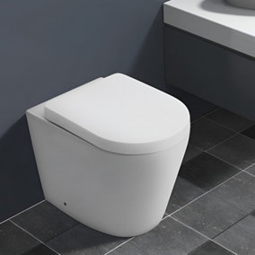 White Simple Wall Mounted Elongated Toilet without flush