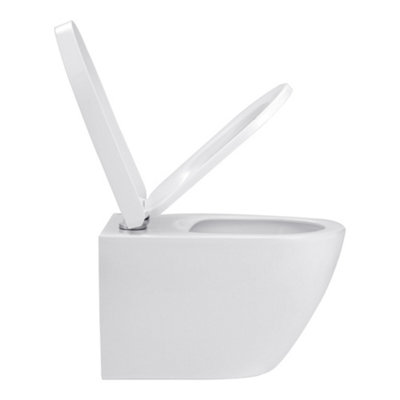 White Simple Wall Mounted Elongated Toilet without flush