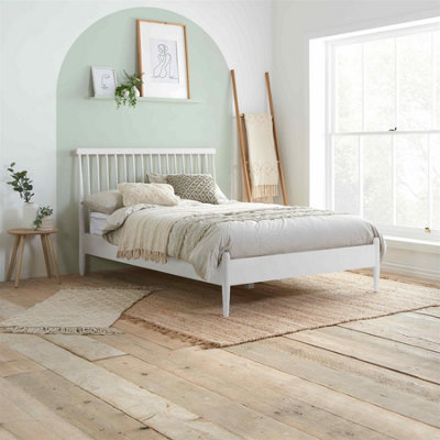 White Single Bed Frame Oak Birlea Malmo 3FT 90cm Bedstead Scandia Spindle