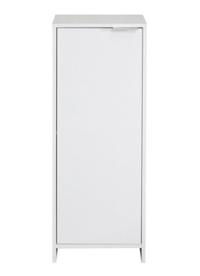 White Single Door Bathroom Floor Storage Cabinet