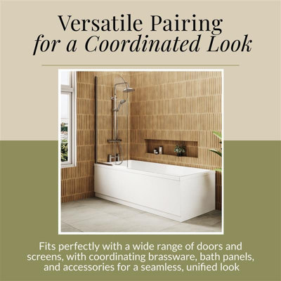 White Single Ended Straight Shower Bath with Leg Set - 1600mm x 700mm