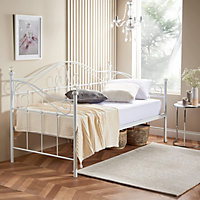White Single Metal Sofa Bed Frame Day Bed 3ft