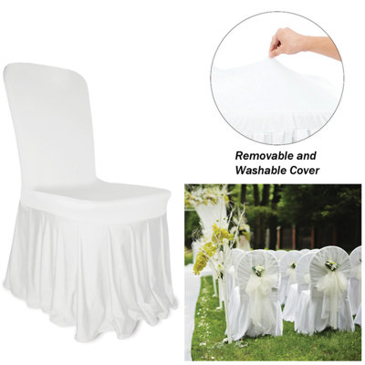 White Skirt Style Chair Cover for Wedding - Pack of 1