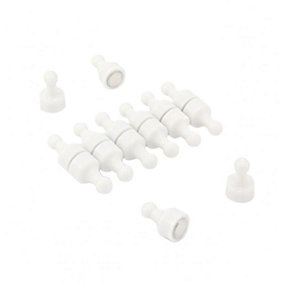 White Skittle Magnet for Fridge, Office, Whiteboard, Noticeboard, Filing Cabinet - 12mm dia x 21mm tall - Pack of 12
