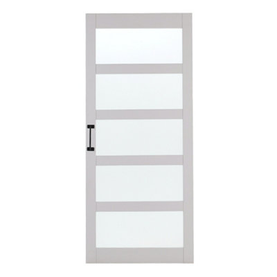 White Sliding Internal Door 5 Panels Glass Interior Door 91cm W x  213cm H with Sliding Hardware Kit 200cm