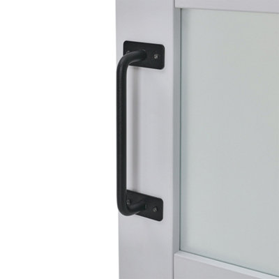White Sliding Internal Door 5 Panels Glass Interior Door 91cm W x  213cm H with Sliding Hardware Kit 200cm