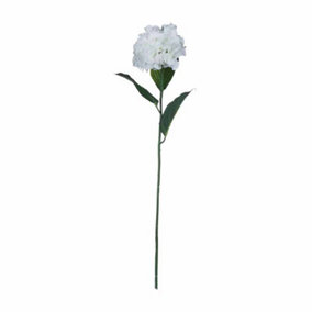 White Small Head Hydrangea Artificial Flower - Fabric/Plastic - L15 x W15 x H71 cm - White