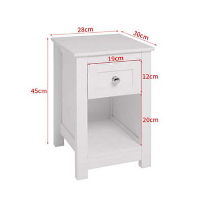 White Small Side Table with Drawer for Living Room