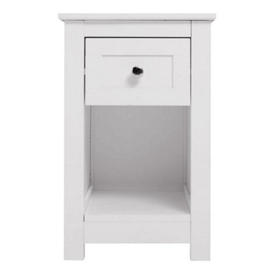 White Small Side Table with Drawer for Living Room