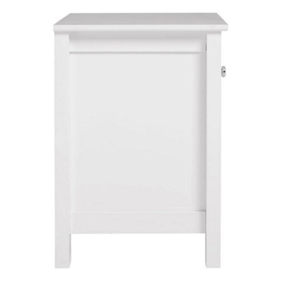 White Small Side Table with Drawer for Living Room