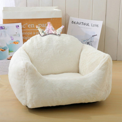 White Soft Cushioned Crown Pet Bed Cat Dog Sofa