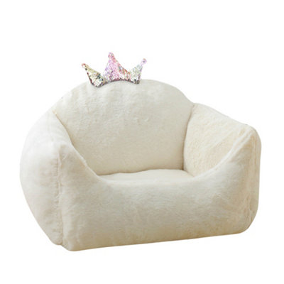 White Soft Cushioned Crown Pet Bed Cat Dog Sofa