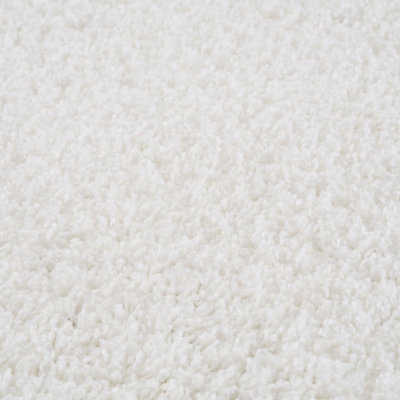 White Soft Plain Design Fluffy Shaggy Rugs and Runners High Pile Living ...