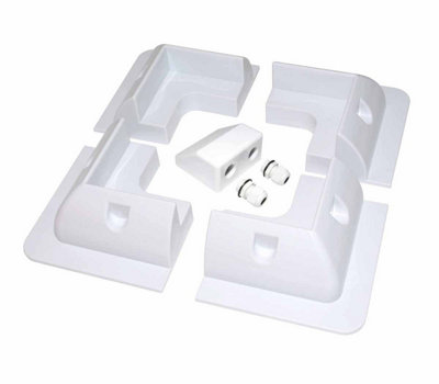 White Solar Panel Corner Mounting Brackets and Twin Cable Entry