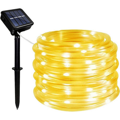 White Solar Powered Outdoor Garden Rope Lights 10 Metre Waterproof LED ...